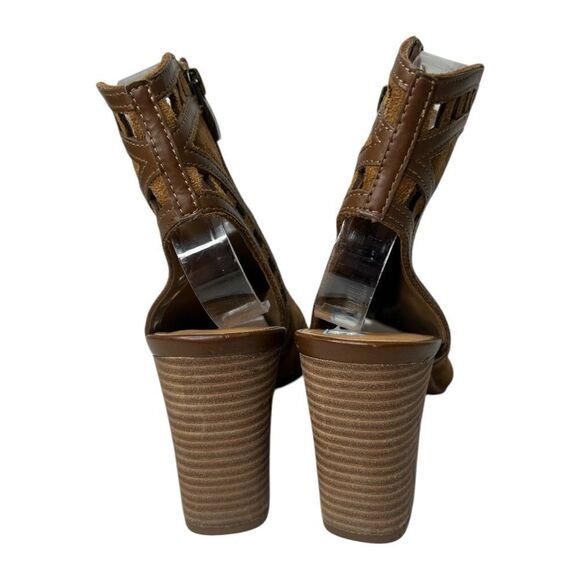 Franco Sarto Brown Suede Peep-Toe Block Heel Bootie 8.5 - Picture 5 of 6